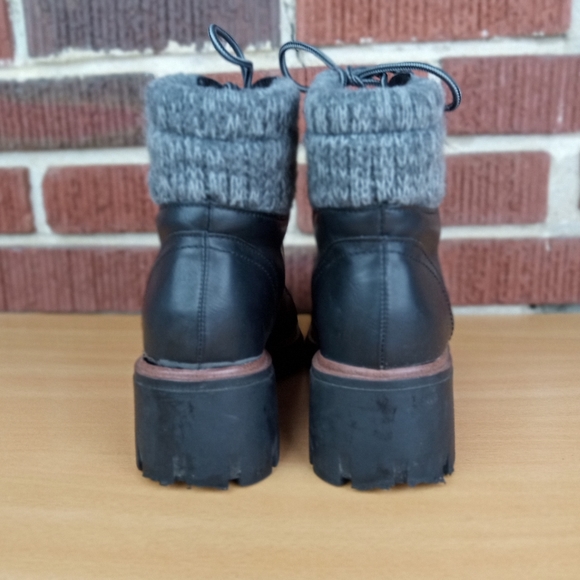 NWOT MIA 'Catalin' Vegan Leather Knit Cuff Lace Up Ankle Boots in Black Sz. 8 - Picture 10 of 15